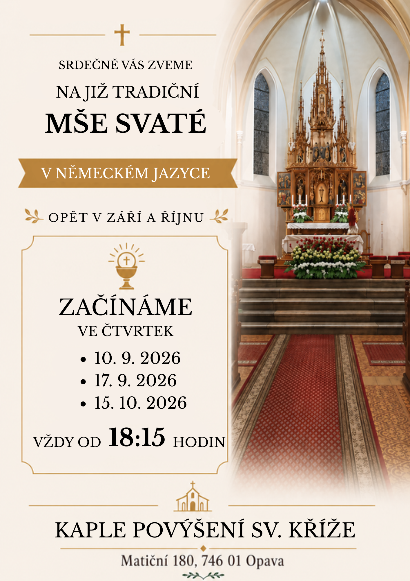 Německé mše opět od září